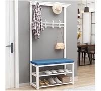 Banc à chaussures 4 en 1 avec 12 crochets - Rangement sur pied pour entrée, salon, salle de bain - Meuble de maison élégant et fonctionnel