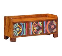 Banc à chaussures - 90x35x40 cm - Bois massif d'acacia - 2 portes - Multicolore