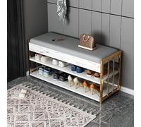 Banc à chaussures à 2 niveaux avec assise rembourrée Banc de rangement pour couloir, salon, chambre à coucher - Élégant et fonctionnel - 80 x 30 x 45 cm