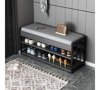 Banc à chaussures à 2 niveaux avec assise rembourrée Ottomane de rangement pour entrée, couloir, salon, chambre à coucher, 80 x 30 x 45 cm - Meuble à chaussures élégant et fonctionnel