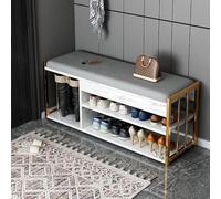 Banc à chaussures à 2 niveaux avec coussin rembourré pour entrée, couloir, salon et chambre à coucher, 90 x 30 x 45 cm, solution de rangement élégante et fonctionnelle