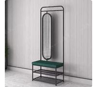 Banc à chaussures à 2 niveaux avec miroir rotatif indépendant, nizer d'entrée et crochets pour solutions de rangement dans le couloir - Essentiels élégants et fonctionnels pour la maison