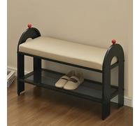 Banc à chaussures à 2 niveaux avec siège rembourré. Petit tabouret de rangement élégant pour chaussures pour entrée, porte d'entrée, chambre à coucher et salon Pieds en métal durable Organiseur de