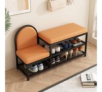 Banc à chaussures à 2 niveaux - Tabouret à chaussures en métal pour adultes - Meuble de rangement rembourré pour le salon et la boue