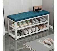 Banc à chaussures à 3 niveaux avec assise en similicuir, structure métallique robuste, capacité de charge de 136 kg, élégant meuble de rangement pour entrée, salon, couloir, vestibule ou ent