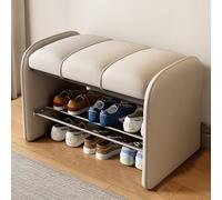 Banc à chaussures à 3 niveaux avec assise rembourrée et cadre en métal - Étagère de rangement en cuir synthétique - 60 cm - Parfait pour l'organisation du couloir ou de la boue