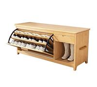 Banc à chaussures à 3 niveaux en bois massif avec étagères et tiroirs de rangement, coffre de rangement intérieur, tabouret d'extrémité de lit pour entrée, couloir, salon, 100/80 x 35 x 50 cm, B,