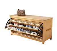 Banc à chaussures à 3 niveaux en bois massif avec étagères et tiroirs de rangement, coffre de rangement intérieur, tabouret d'extrémité de lit pour entrée, couloir, salon, 100/80 x 35 x 50 cm, B,