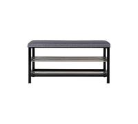 Banc à Chaussures Acier Noir et Tissu Bleu - VENETIE - ALTOBUY Bleu G