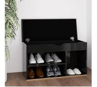 Banc à chaussures - ALOMEJOR - Noir brillant - 80x30x47cm - Meuble d’entrée - Confortable