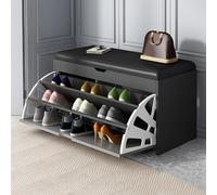Banc à chaussures avec 3 tiroirs - Ottomane de rangement - 60 x 30 x 51 cm - Noir - Élégant organiseur de chaussures pour couloir, mobilier moderne pour la maison et l'entrée