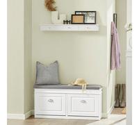 Banc à chaussures avec assise, banc de rangement à 2 rabats, meuble à chaussures étroit avec banc et étagère à chaussures, rangement à chaussures gain de place pour les entrées et les petites pièces,