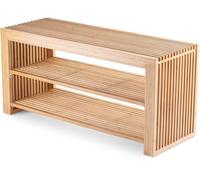 Banc à Chaussures avec Assise en Bambou - Étagère à Chaussures étroite avec 2 Niveaux pour 6 Paires de Chaussures - Meuble à Chaussures Peu encombrant pour Couloir, vestiaire et entrée (Bambou)