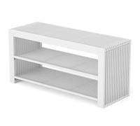 Banc à chaussures avec assise en bambou - Étagère à chaussures étroite avec 2 niveaux pour 6 paires de chaussures - Meuble à chaussures peu encombrant pour couloir, vestiaire et entrée (Blanc)