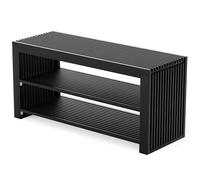 Banc à chaussures avec assise en bambou - Étagère à chaussures étroite avec 2 niveaux pour 6 paires de chaussures - Meuble à chaussures peu encombrant pour couloir, vestiaire et entrée (Noir)