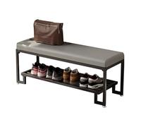 Banc à chaussures avec coussin - Banc de rangement pour salon, chambre à coucher, couloir - Étagère à chaussures rembourrée en métal avec siège rembourré - Tabouret de porte avant avec compartiment de