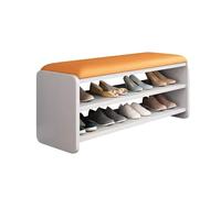 Banc à chaussures avec coussin d'assise - Meuble de rangement à chaussures à 2 niveaux pour salon, couloir, chambre à coucher - Solution de rangement rembourrée pour siège
