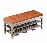 Banc à chaussures avec coussin doux et étagère à chaussures peu encombrant pour entrée, chambre à coucher, couloir ou salon Noir élégant 60 x 30 x 48 cm Solution de rangement multifonction