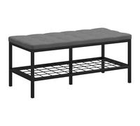 HomCom – Banc à chaussures capitonné avec coussin et étagère, 90×41×40 cm, métal noir/tissu gris