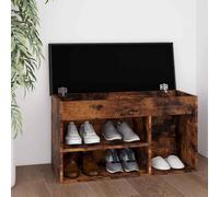 Banc à Chaussures avec Coussin Organisateur Chêne Fumé Bois d’Ingénierie vidaXL