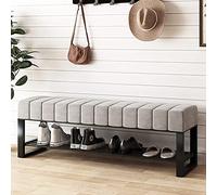 Banc à chaussures avec siège en velours épais, banc de rangement à chaussures d'entrée, meuble décoratif moderne, banc de rangement doux (couleur : gris, taille : 80 x 45 x 32 cm)