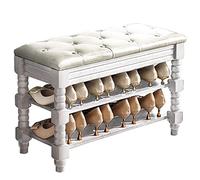 Banc à Chaussures avec siège intégré, étagère à Chaussures en Bois à 2 Niveaux, Banc de Rangement Durable et Stable pour entrée, Couloir, Placard, Chambre d'étudiant. Charge maximale : 200 k