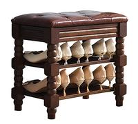 Banc à Chaussures avec siège intégré, étagère à Chaussures en Bois à 2 Niveaux, Banc de Rangement Durable et Stable pour entrée, Couloir, Placard, Chambre d'étudiant. Charge maximale : 200 k