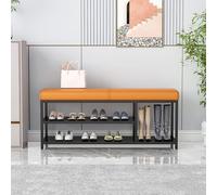 Banc à chaussures avec siège rembourré en polyuréthane et pieds en métal - Organiseur de rangement d'entrée pour couloir et salon