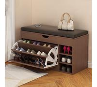 Banc à chaussures avec siège rembourré, étagère à chaussures réglable et tiroir rabattable, élégant, charnières fermées, parfait pour chambre à coucher, entrée 60/80/100 x 34 x 50 cm