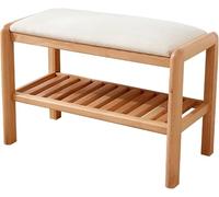 Banc à chaussures avec siège rembourré, rangement à chaussures à 2 niveaux for entrée, salon, couloir, chambre à coucher, bout de lit, repose-pieds, banc for changer et ranger les chaussures(A,45cm/17