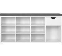 Banc À Chaussures, Banc De Rangement Avec 2 Compartiments Ouverts Et 1 Compartiment Fermé, Étagère À Chaussures, Assise Rembourrée, À L'entrée,