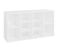 Banc à Chaussures Blanc 103x30x55 cm Bois Composite 10 Étagères Meuble TV | Dix étagères, dessus résistant, entretien chiffon humide, bois composite, double usage salon ou entrée