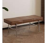 Banc à chaussures capitonné en cuir synthétique, 100,1 cm, étagère à chaussures élégante blanche pour chambre à coucher, cuisine, salle à manger, couloir, balcon, terrasse