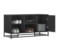 vidaXL Banc à Chaussures Noir 100x40x53,5cm Bois d'ingénierie et métal, Banc, Banquette de Couloir, siège de Couloir, Banc de Couloir, Banc d'entrée