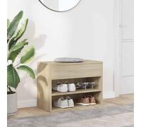 Banc à chaussures chêne Sonoma 60 x 30 x 45 cm aggloméré | 2 étagères ouvertes, tiroir de rangement, assise pratique, assemblage facile