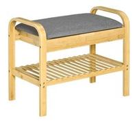 Banc à chaussures HOMCOM avec coussin d'assise rangement caché, étagère à lattes en bambou, 60 x 33 x 50, naturel