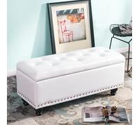 Banc à Chaussures de Rangement pour Armoire à, pour Chambre à Coucher, d'entrée capitonné en Cuir PU, rembourré avec Pieds en Bois Massif, pour Chambre à Coucher, Salon, entrée, coul