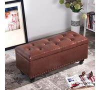 Banc à Chaussures de Rangement pour Armoire à, pour Chambre à Coucher, d'entrée capitonné en Cuir PU, rembourré avec Pieds en Bois Massif, pour Chambre à Coucher, Salon, entrée, coul
