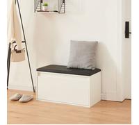 [en.casa] Banc à Chaussures Design avec Tiroir Meuble d'Entrée avec Siège Rembourré Range-Chaussures Stylé pour 3 Paires Panneau de Particules PU 80 x 39 x 45 cm Blanc Noir