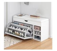 Banc à chaussures d'entrée avec étagère à chaussures cachée et siège rembourré en polyuréthane moderne pour enfants et adultes