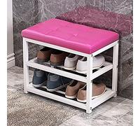 Banc à Chaussures d'entrée avec Rangement, Banc d'entrée avec Assise rembourrée et étagère métallique, en Similicuir (90 x 45 x 30 cm).