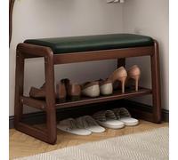 Banc à chaussures d'entrée avec rangement, ottomane rembourrée en cuir synthétique pour chambre à coucher, étagère à chaussures en bois massif pour salon, couloir
