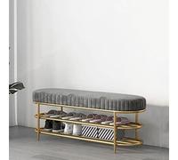 Banc à chaussures d'entrée avec siège rembourré, étagère à chaussures en métal pour vestiaire, tabouret de rangement durable (60/80/100 x 47 x 32 cm), parfait pour le salon et l'entrée