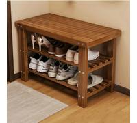 Banc à chaussures d'entrée, banc avec étagère à chaussures, espace de rangement à 2 niveaux, gain de place, pratique et peu encombrant, adapté à l'entrée, au couloir, au salon, à la chambre(Walnut,60c
