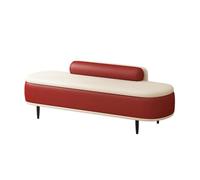 Banc à chaussures d'entrée de luxe léger rouge ottoman moyen pour chambre à coucher, vestiaire et couloir, long canapé élégant pour rangement et assise