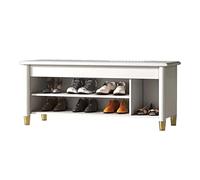 Banc à chaussures d'entrée en bois massif - Élégant siège de rangement rabattable pour couloir, porche et vestibule - Étagère à chaussures peu encombrante avec des solutions d'assise confortables