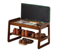 Banc à chaussures d'entrée latifolia avec coussin, compartiment de rangement à rabat, organiseur à chaussures 2 niveaux (vert, 55 cm L)