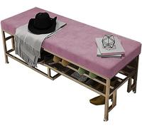 Banc à chaussures d'entrée léger avec grand espace de rangement, style nordique, banc de protection avec coussinet de protection, tabouret polyvalent pour entrée de maison (couleur : rose)