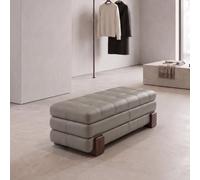 Banc à Chaussures d'Entrée Meuble Rangement Coffre avec Assise Rembourrée | Banquette Basse en Similicuir et Bois de Chêne Rangement Intégré pour Couloir Chambre Bout de Lit Sans Montage