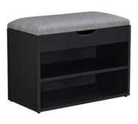 [en.casa] Banc à Chaussures Design Étagère à 2 Niveaux Meuble de Rangement pour 4 Paires de Chaussures avec Siège Rembourré Rabattable Panneau de Particules Polyester Coton 46 x 60 x 30 cm Noir Gris